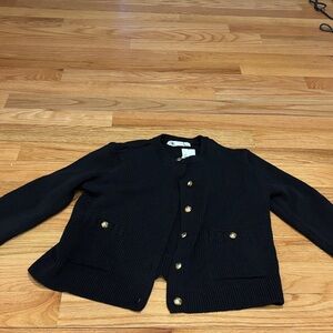 Zara Black Knit Cardigan with Gold Buttons